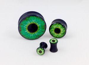 Green Eyeball Logo - PAIR Green Eyeball Plugs Eye Ball Logo Double Flare Saddle Guages ...