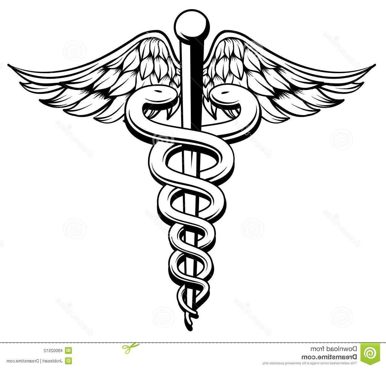 Medical Cross Snake Logo - Unique Caduceus Medical Symbol Snakes Wings Drawing
