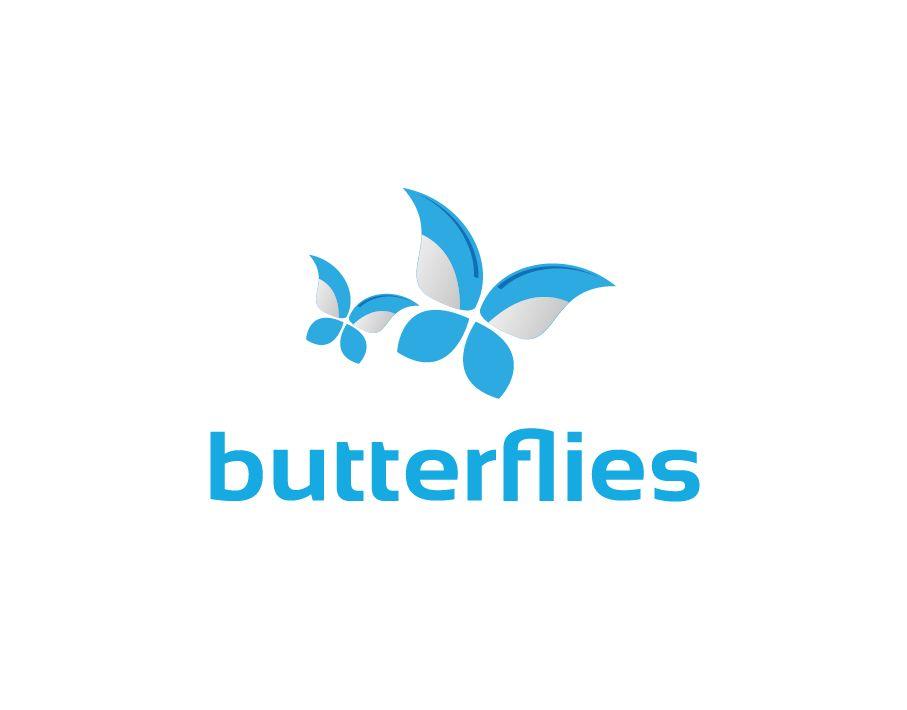 Butterflies Logo - Butterflies Logo - Abstract Butterflies in Blue and Grey ...