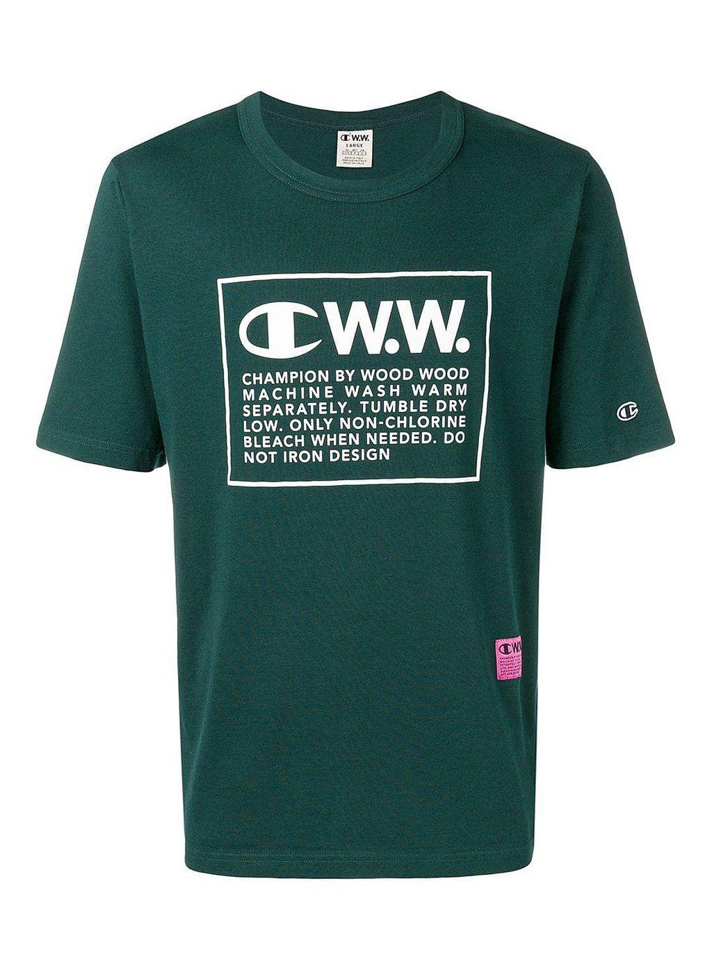 Green Box Logo - Champion x Woodwood Box Logo Tee. Philip Browne Menswear