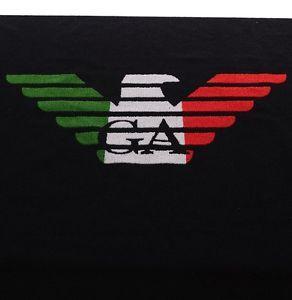 Armani Logo - EMPORIO ARMANI Black Italian Flag Dual Side Large Logo Pool/Beach ...