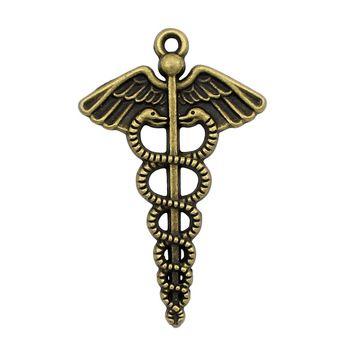 Medical Cross Snake Logo - Custom Design Silver Bronze Gold Plated Fashion Caduceus Medical