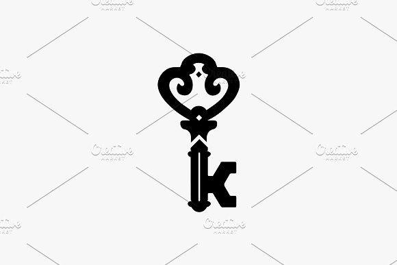 White Key Company Logo - Vintage Door Key. Letter K Logo. ~ Logo Templates ~ Creative Market
