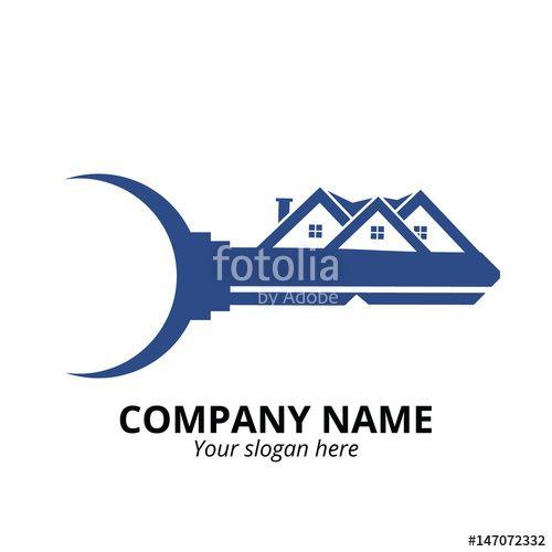 White Key Company Logo - Vector logo design element on white background. Real estate, key ...