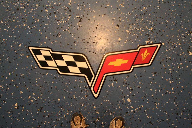 Garage Floor Logo - Ucoat it Garage Floor Install with Custom Corvette Logo ...