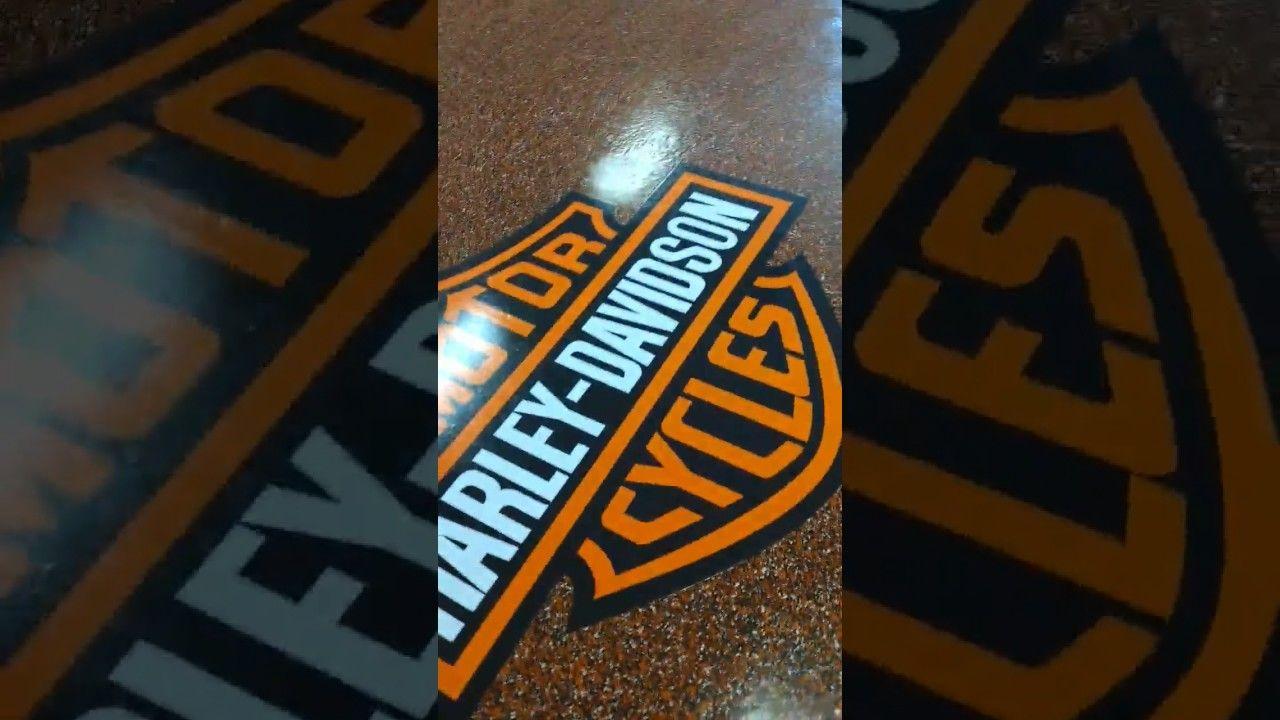 Garage Floor Logo - Harley Davidson Epoxy Flake Floor Garage