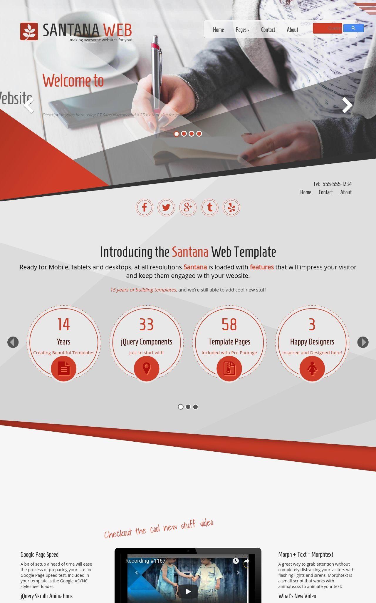 Red White and a Web and Tech Logo - Santana [HD] Business Red/White | Business Web Template