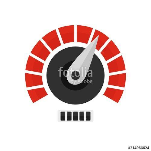Red White and a Web and Tech Logo - Red white speedometer icon. Flat illustration of red white