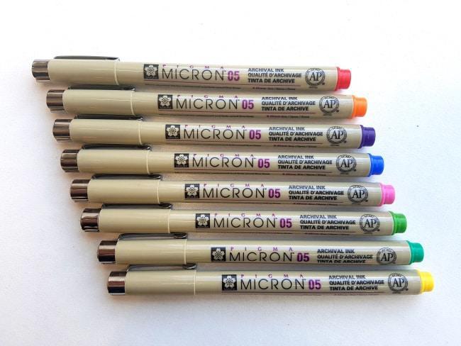 Micron Pen Logo - Sakura Pigma Micron Pen 0.5 Nib Colours Deckle Edge