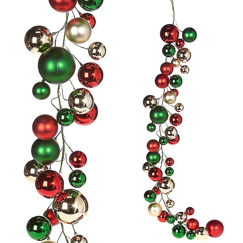 Green with Silver Ball Logo - Raz 4' Red, Green, and Silver Ball Christmas Garland. Raz Imports