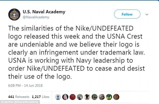 USNA Undefeated Logo - Nike apologizes after revealing a new logo that looks too much like ...