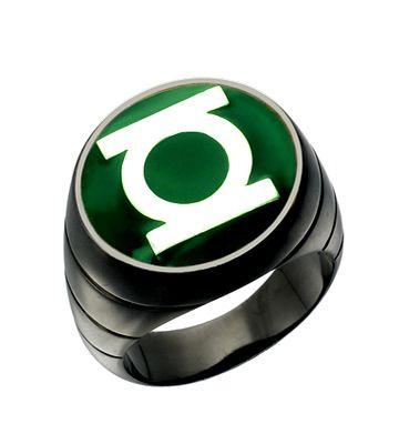 Green with Silver Ball Logo - Green Lantern Inspired Silver Ring Blackest Night Style Jewelry