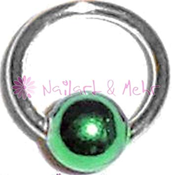 Green with Silver Ball Logo - Finger Nail/Nail Art Piercing Ball, Sterling Silver, Ball, Green, 4 ...
