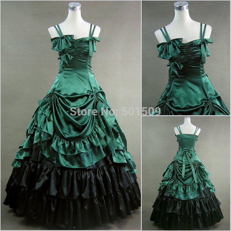 Green with Silver Ball Logo - green/silver/burgundy lolita adults Medieval dress Renaissance gown ...