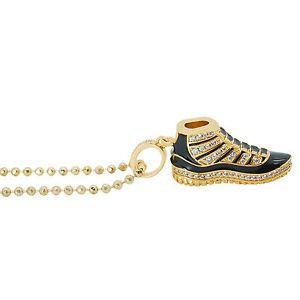 Diamond and Gold Jordan Logo - 14k Gold Plated White Lab Diamonds Retro Jordan 11 Concord Pendant