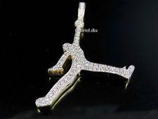 Diamond and Gold Jordan Logo - 10k Yellow Gold Jumpman Jordan Logo Real Diamond 1.8 Inch Pendant ...