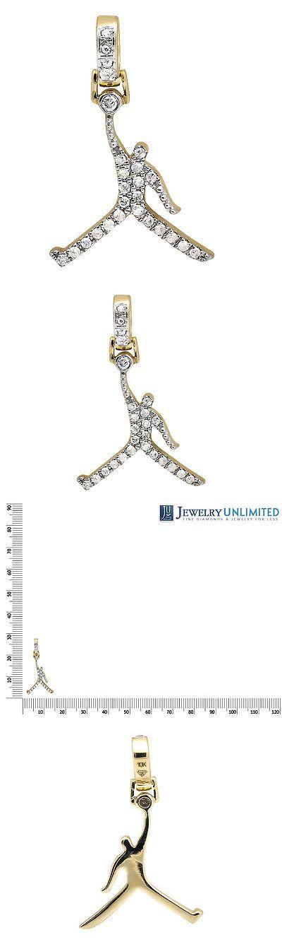 Diamond and Gold Jordan Logo - Bridal and Wedding Party Jewelry 164310: 10K Yellow Gold Jumpman ...