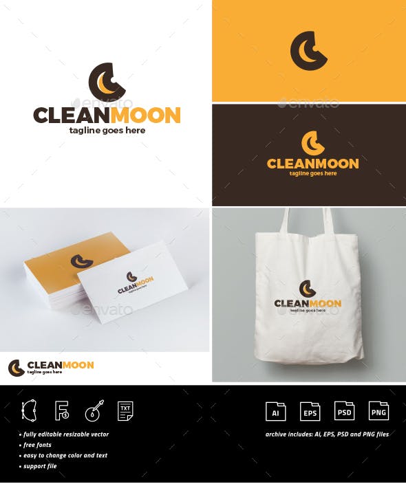 Change Moon Logo - Clean Moon Logo • Letter C by shaoleen | GraphicRiver
