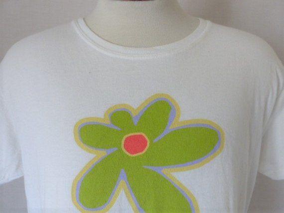 90s Green Flower Logo - Saugatuck Michigan vintage 90's 1990's white graphic | Etsy