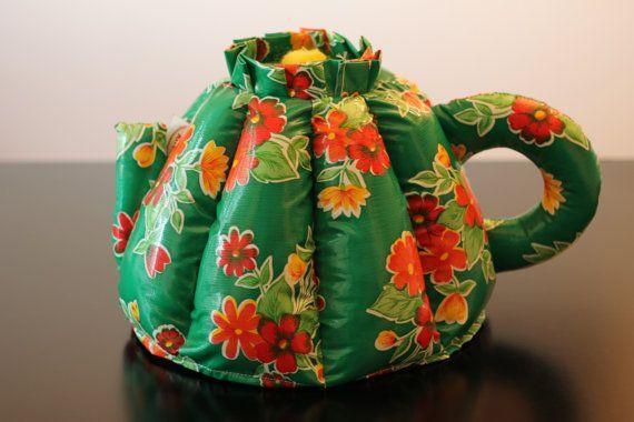 90s Green Flower Logo - Kitsch Kitchen tea-cozy / tea cozy / 90's / green / flower pattern ...