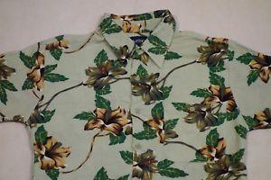 90s Green Flower Logo - Fresh Floral Hawaiian Shirt Hibiscus Green Flower VTG *Mens ...