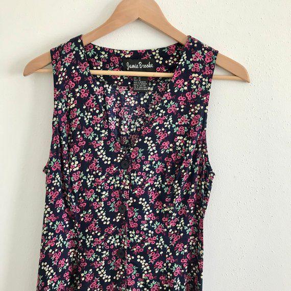 90s Green Flower Logo - Floral 90s long dress by Jamie Brooke pink green and cream | Etsy