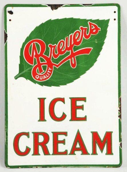 Breyers Ice Cream Logo - 339: 1930s-40s Heavy Breyers Ice Cream Porcelain Sign. on | vintage ...