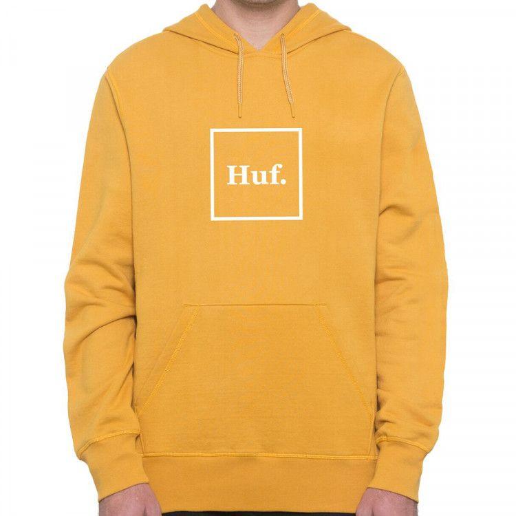Yellow Box Logo - HUF Box Logo pullover hoodie mineral yellow | Manchester's Premier ...