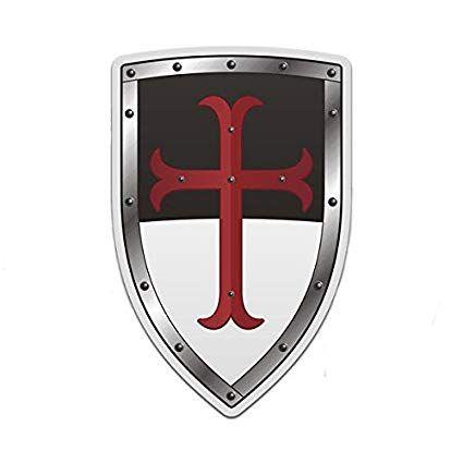 Black and Red Crusaders Logo - Knights Templar White Black Shield Crusader Vinyl 4 Gloss Sticker