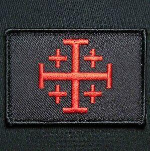 Black and Red Crusaders Logo - JERUSALEM CROSS CRUSADER RED BLACK OPS JIHAD TACTICAL HOOK ARMY ...