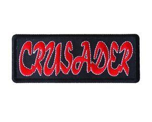 Black and Red Crusaders Logo - A0) CRUSADER Red on Black 4 x 1.5 iron on patch (6276)