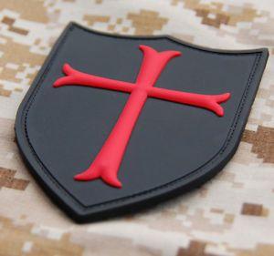 Black and Red Crusaders Logo - 3D PVC Cross Crusader Shield Rubber Tactical SEAL Black Red VELCRO