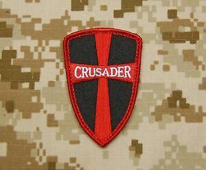 Black and Red Crusaders Logo - Crusader Cross Shield Navy SEAL DEVGRU Tactical Black Red Patch
