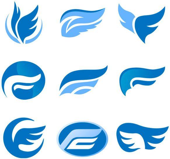 Blue Abstract Logo - Set of colored abstract logo design elements vector Free vector in ...