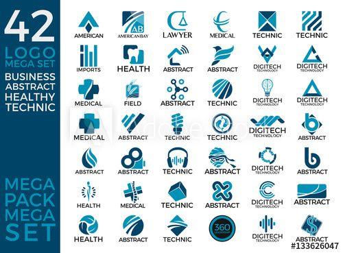Blue Abstract Logo - Mega Set and Big Group, Business Logo, Creative, Healthy, Technic ...