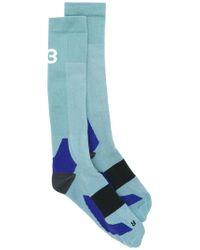 Blue Abstract Logo - Y 3 Abstract Logo Socks In Blue