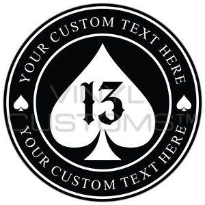 Custom Logo - Lucky 13 Number Spade Vinyl Decal Sticker Custom Logo Your Text Here