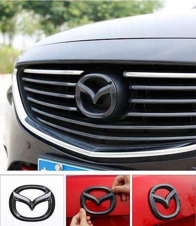 Mazda 3 Logo - Qoo10 - 2017-19 Mazda 3 carbon /True Black style Rear/Front logo ...