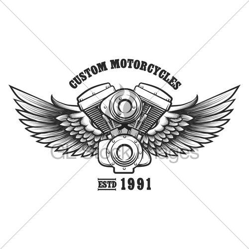 Custom Motorcycle Logo - Custom Motorcycle Workshop Emblem · GL Stock Images