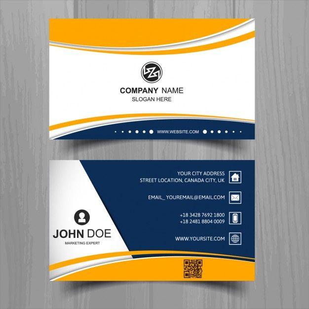 Yellow and Blue Business Logo - White business card with blue and yellow shapes Vector | Free Download