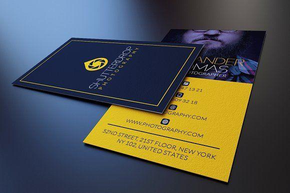Yellow and Blue Business Logo - Photographer Business Card ~ Business Card Templates ~ Creative Market
