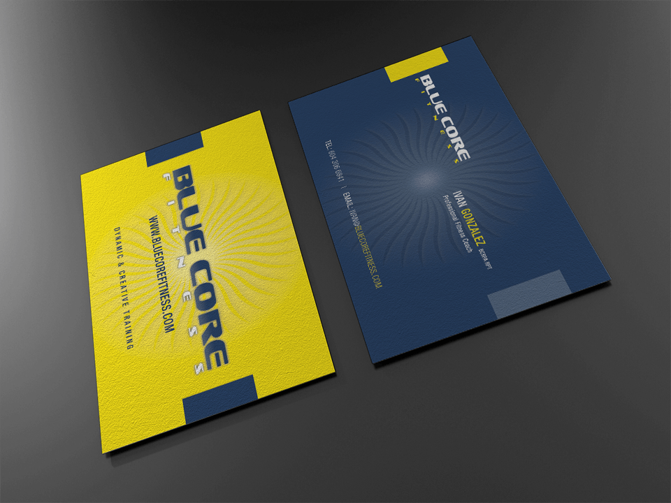 Yellow and Blue Business Logo - Bluecore Fitness | Solocube Creative