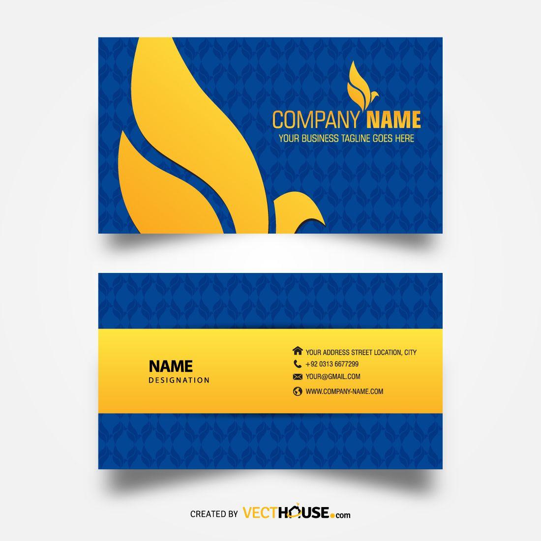 Yellow and Blue Business Logo - Blue Business Card – VECTHOUSE