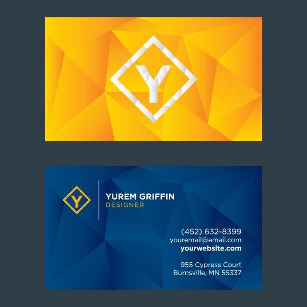 Yellow and Blue Business Logo - Geometrical business card design Vector | Free Download