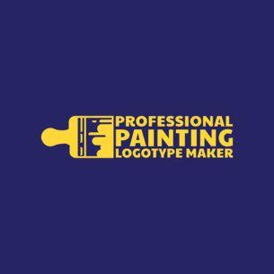 Yellow and Blue Business Logo - Placeit - Painting Business Logo Maker with a Painting Roller Icon