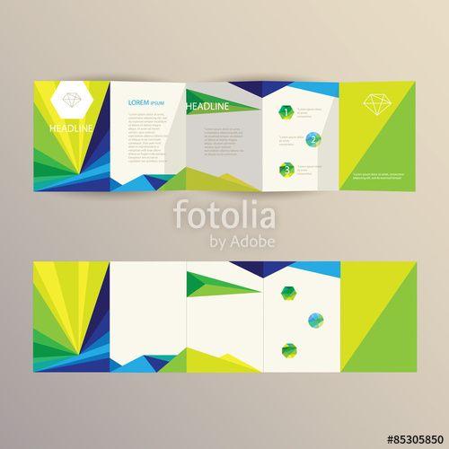 Yellow and Blue Business Logo - business brochure template design in modern triangular geometric