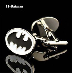 Silver Batman Logo - Batman Logo Mens Silver Cufflinks With Black Bat And White Enamel | eBay