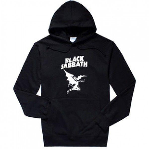Black Bat Logo - The Black Sabbath bat angel with a tail logo pull over hoodie