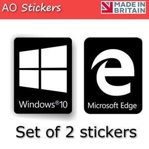 Windows PC Logo - Windows 10 + Microsoft Edge logo set vinyl label sticker for laptop