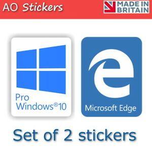 Windows PC Logo - Windows 10 Pro + Microsoft Edge logo set vinyl label sticker for laptop ...
